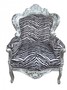 Casa Padrino Barock Sessel King Zebra / Silber - Antik Stil M�bel