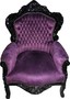 Casa Padrino Barock Sessel King Lila / Schwarz 85 x 85 x H. 120 cm - Antik Stil