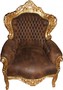 Casa Padrino Barock Sessel Braun / Gold 85 x 85 x H.120 cm - Luxus Barock M�bel 