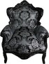 Barock Sessel King Schwarz Muster 85 x 85 x H. 120 cm - Limited Edition  