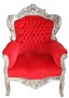 Casa Padrino Barock Sessel King Rot / Silber 85 x 85 x H. 120 cm - Antik Stil M�bel