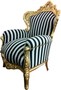 Casa Padrino Barock Sessel King gold mit schwarz-wei�en Streifen 85 x 85 x H. 120 Streifen gestreift