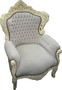 Casa Padrino Barock Sessel King creme / creme mit Samtstoff 85 x 85 x H. 120 cm - Limited Edition