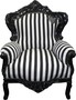 Casa Padrino Barock Sessel King Schwarz / Wei� Streifen / Schwarz - Antik Stil 