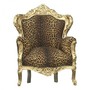 Casa Padrino Barock Sessel King Leopard / Gold - Luxus Antik Stil M�bel 