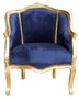 Casa Padrino Barock Damen Antik Stil Salon Sessel Royalblau / Gold  - Luxus Barock Wohnzimmerm�bel