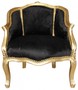 Casa Padrino Barock Damen Salon Sessel Schwarz / Gold 63 x 53 x H. 80 cm - Barock Wohnzimmerm�bel