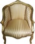 Casa Padrino Antik Stil Wohnzimmer Sessel Gold Streifen / Gold 63 x 53 x H. 80 cm - Barock Damen Salon Sessel
