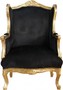 Casa Padrino Antik Stil Ohrensessel Tron Stuhl Schwarz / Gold Mod2 - Barock Lounge Thron Sessel 