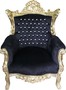 Casa Padrino Barock Sessel Al Capone Schwarz / Gold mit Bling Bling Glitzersteinen - Limited Edition 