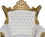 Casa Padrino Barock Sessel Al Capone Wei� / Gold mit Bling Bling Glitzersteinen - Antik Stil Wohnzimmer M�bel