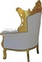 Casa Padrino Barock Sessel Al Capone Wei� / Gold mit Bling Bling Glitzersteinen - Antik Stil Wohnzimmer M�bel