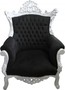 Casa Padrino Barock Wohnzimmer Sessel Al Capone  Schwarz / Wei� 90 x 80 x H. 128 cm - Antik Stil M�bel