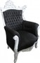 Casa Padrino Barock Wohnzimmer Sessel Al Capone  Schwarz / Wei� 90 x 80 x H. 128 cm - Antik Stil M�bel