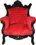 Casa Padrino Barock Sessel Al Capone Bordeaux / Schwarz 80 x 90 x H. 128 cm - Antik Stil