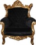 Casa Padrino Antik Stil Sessel Al Capone Mod 3 Schwarz / Gold 85 x 65 x H. 127 cm - Barock Sessel 