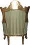 Casa Padrino Antik Stil Sessel Al Capone Mod2 Jadegrn / Beige / Gold 85 x 65 x H. 127 cm - Barockmbel