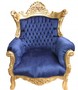 Casa Padrino Barock Sessel Al Capone Royalblau / Gold - Antik Stil Wohnzimmer Sessel 