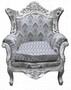 Casa Padrino Barock Sessel Al Capone Mod2 Grau Muster / Silber 85 x 65 x H. 127 cm - M�bel im Antik Stil