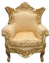 Casa Padrino Antik Stil Wohnzimmer Barock Sessel Al Capone Mod  Gold Blumen Muster / Gold - Edel & Prunkvoll 