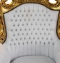 Casa Padrino Barock Sessel Al Capone Wei� / Gold mit Bling Bling Glitzersteinen 90 x 80 x H. 128 cm