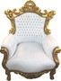 Casa Padrino Barock Sessel Al Capone Wei� / Gold mit Bling Bling Glitzersteinen 90 x 80 x H. 128 cm