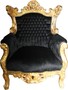 Casa Padrino Barock Sessel Al Capone Schwarz / Gold 90 x 80 x H. 120 cm - Antik Stil M�bel 