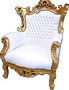 Casa Padrino Barock Sessel Al Capone Wei� / Gold - Antik Stil Wohnzimmerm�bel 