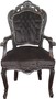Casa Padrino Barock Esszimmerstuhl Schwarz / Schwarz mit Armlehnen 53 x 57 x H. 108 cm - Antik Stil 