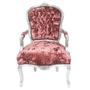 Casa Padrino Barock Salon Stuhl Bordeaux Velour Stoff / Silber 60 x 50 x H. 93 cm - Antik Design M�bel