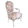 Casa Padrino Antik Stil Barock Salon Stuhl Rose Velour Stoff / Silber 60 x 50 x H. 93 cm - Barock M�bel