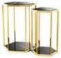 Casa Padrino Luxus Beistelltisch 2er Set in gold mit schwarzem Marmor - Luxus Qualit�t