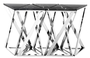 Casa Padrino Luxus Konsolen 5er Set in silber mit schwarzem Marmor 143 x 41 x H. 80,5 cm - Designer Hotel M�bel
