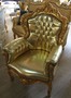 Barock Sessel Gold/Gold Lederoptik mit Glitzersteinen