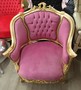 Barock Salon Lounge Sessel Rosa / Gold