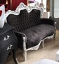 Barock 2-er Sofa King Schwarz / Silber mit Bling Bling Glitzersteinen