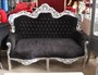 Barock 2-er Sofa King Schwarz / Silber mit Bling Bling Glitzersteinen