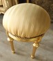 Barock Sitzhocker - Rundhocker Gold Creme Streifen / Gold