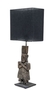 Casa Padrino Luxus Tischlampe mit schwarzem Lampenschirm 30 x 15 x H. 74 cm - Limited Edition