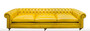 Casa Padrino Luxus Chesterfield 3er Sofa Gelb 320 x 110 x H. 71 cm - Luxus Leder M�bel
