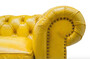 Casa Padrino Luxus Chesterfield 3er Sofa Gelb 320 x 110 x H. 71 cm - Luxus Leder M�bel