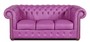 Casa Padrino Echtleder 3er Sofa Violett 200 x 90 x H. 78 cm - Luxus Chesterfield M�bel