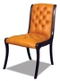Casa Padrino Echtleder Esszimmerstuhl Orange / Dunkelbraun 50 x 47 x H. 95 cm - Luxus M�bel 