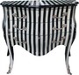Casa Padrino Barock Kommode Schwarz / Wei� Streifen 100 cm - Antik Stil M�bel - Kommode Schubladen Schrank Gestreift 