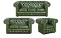 Casa Padrino Chesterfield Wohnzimmer 3er Set Gr�n - Luxus Echtleder M�bel