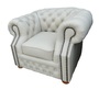 Casa Padrino Echtleder Sessel Wei� 120 x 90 x H. 78 cm - Chesterfield M�bel 