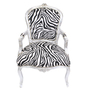 Casa Padrino Barock Salon Stuhl Zebra / Silber mit Armlehnen - Barockm�bel