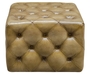 Casa Padrino Luxus Echtleder Fu�hocker Sandfarben 64 x 64 x H. 46 cm - Chesterfield M�bel