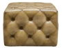 Casa Padrino Luxus Echtleder Fu�hocker Sandfarben 64 x 64 x H. 46 cm - Chesterfield M�bel