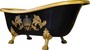 Pomp��s by Casa Padrino Luxus Badewanne Deluxe freistehend von Harald Gl��ckler Schwarz / Gold / Schwarz 1470mm mit goldfarbenen L�wenf�ssen